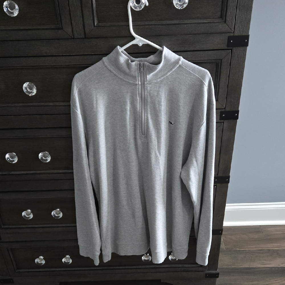 Vineyard Vines Light Gray Zip-Up Sweater
